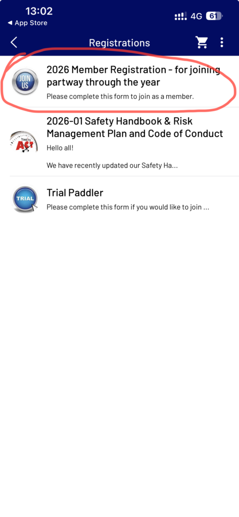 Membership Joining Screen Shots -