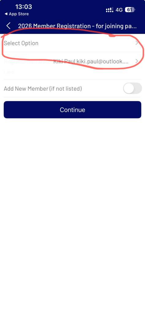 Membership Joining Screen Shots -