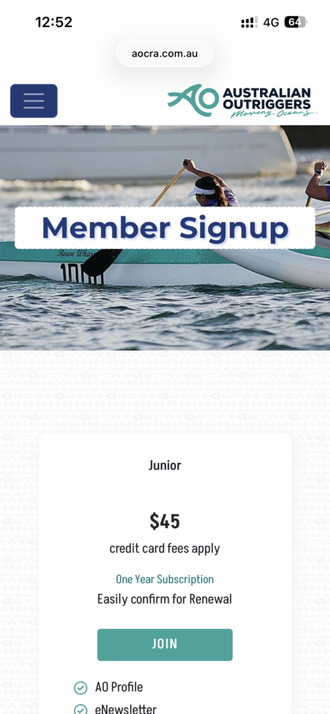 Membership Joining Screen Shots -