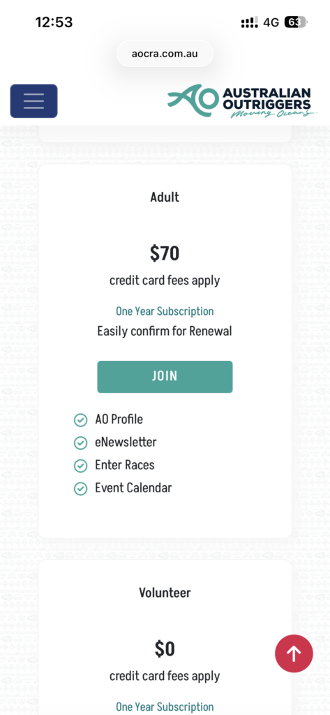 Membership Joining Screen Shots -