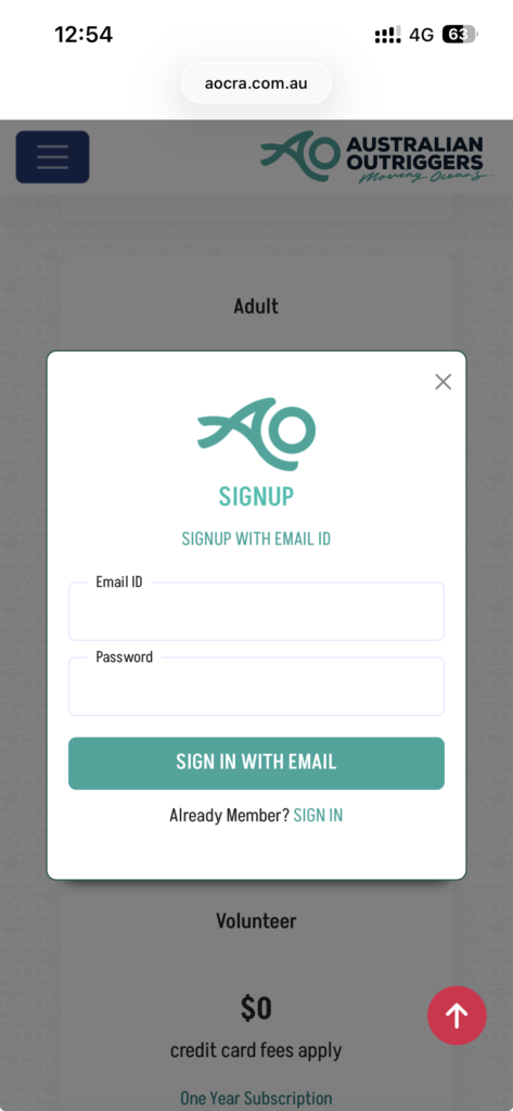 Membership Joining Screen Shots -