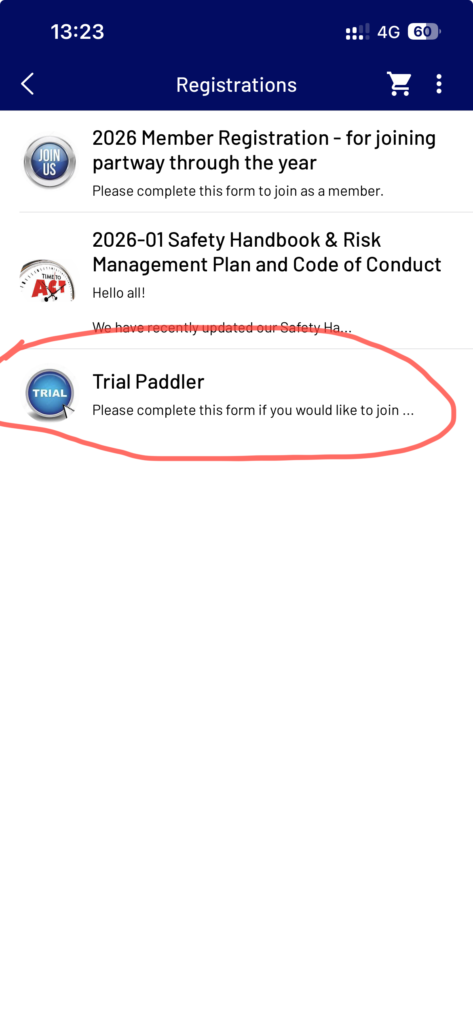 Trial Paddler Team App Screen Shots -